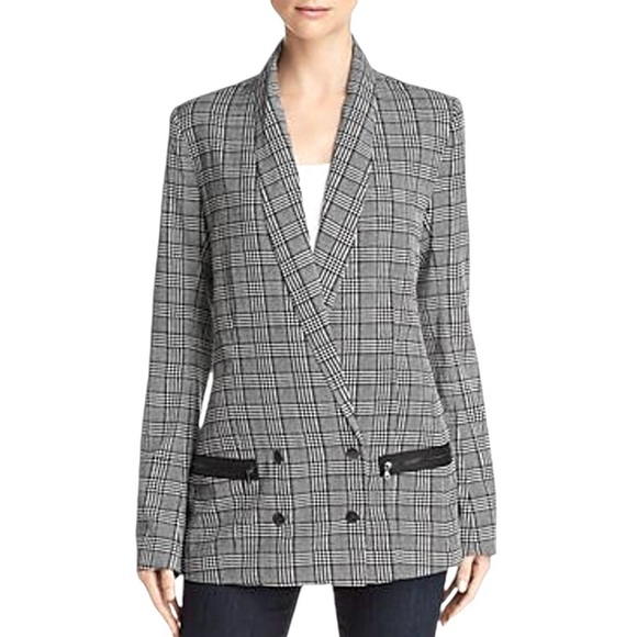 PAIGE KARISSA Houndstooth Blazer Form Fitting Women’s Size Large Black White N - Picture 1 of 11